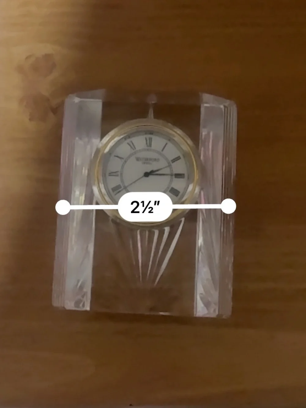 Waterford Clear Crystal Desk Clock with Gold Rim